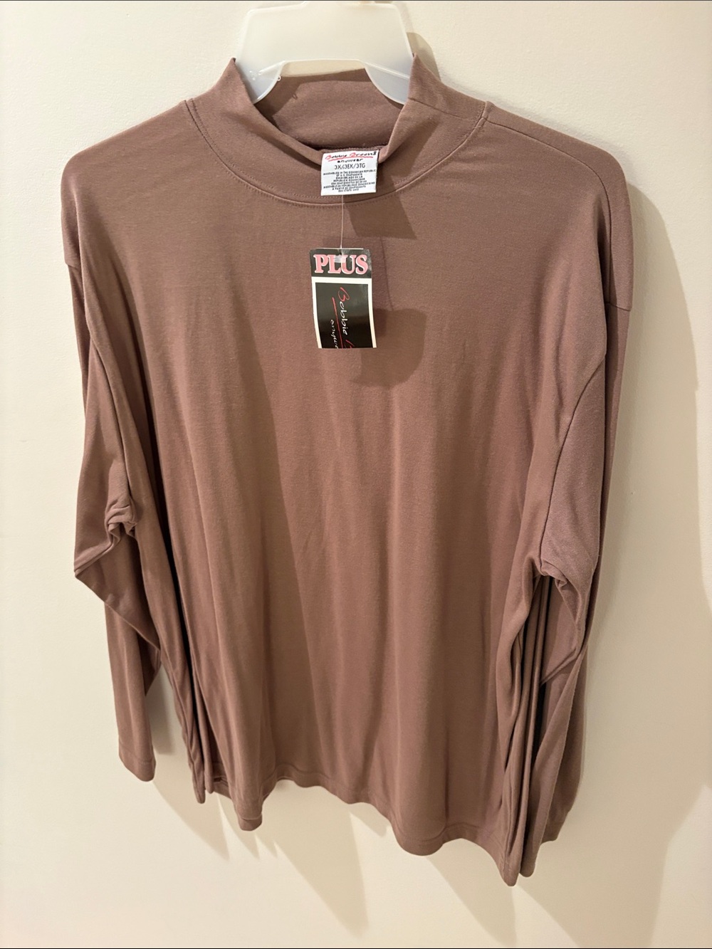 Bobbie Brooks Men's Long Sleeve Mock Neck Shirt - Taupe Brown